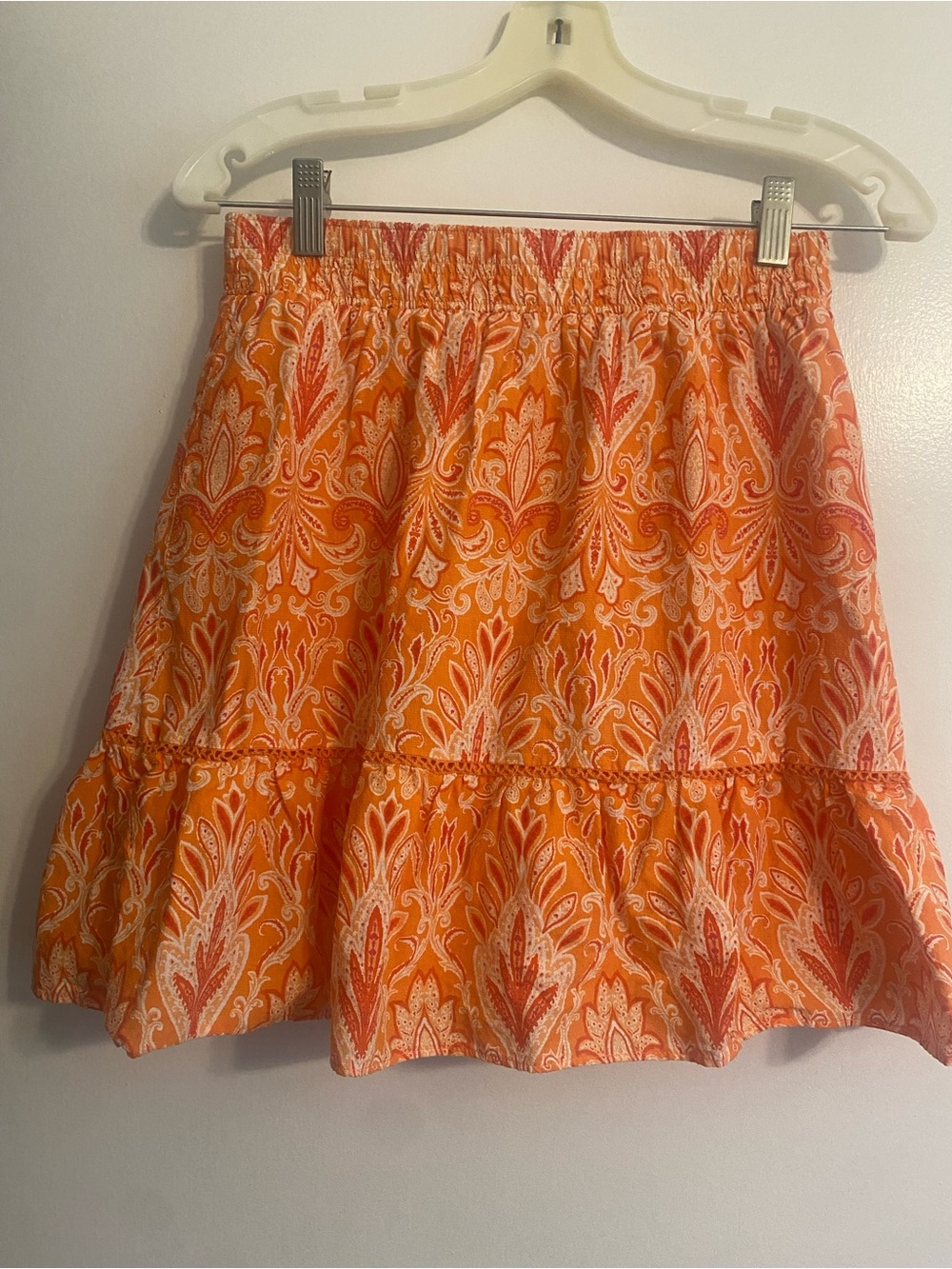 LOFT Paisley Print Ruffle Hem Mini Skirt- Size XS